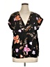 Express Floral Black Short Sleeve Blouse Size XL - photo 1