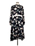 Boohoo 100% Polyester Print Black Blue Casual Dress Size 12 - photo 1