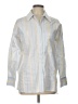 Zara Basic Stripes Yellow Silver Long Sleeve Button-Down Shirt Size L - photo 1