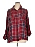 Seven7 Plaid Burgundy 3/4 Sleeve Button-Down Shirt Size 1X - photo 1