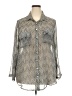 About A Girl 100% Polyester Chevron-herringbone Silver Long Sleeve Blouse Size 2X - photo 1