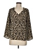 Karlie 100% Polyester Animal Print Tan Long Sleeve Blouse Size M - photo 1