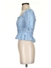 Louna 100% Cotton Blue 3/4 Sleeve Blouse Size S - photo 5
