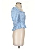 Louna 100% Cotton Blue 3/4 Sleeve Blouse Size S - photo 4