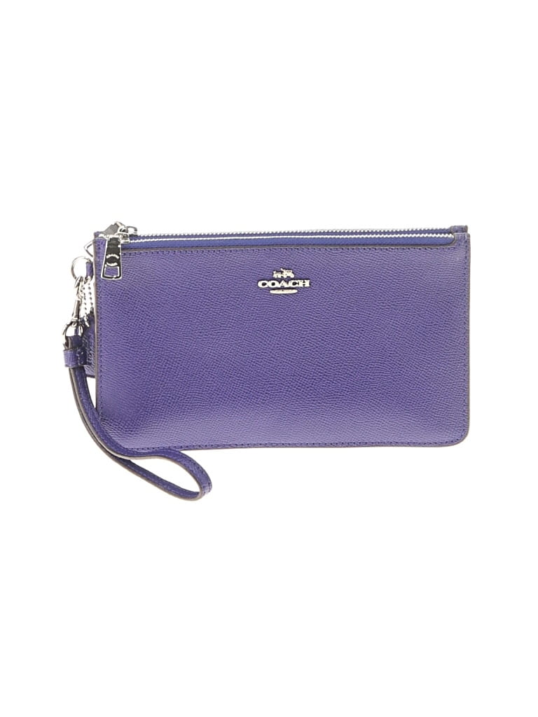 Pre-owned Coach Leather Wristlet In Purple