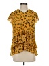 Nicole Miller 100% Polyester Animal Print Yellow Short Sleeve Blouse Size S - photo 1