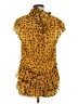 Nicole Miller 100% Polyester Animal Print Yellow Short Sleeve Blouse Size S - photo 2