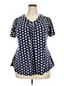 Yidarton Polka Dots Blue Short Sleeve Blouse Size 2X - photo 1