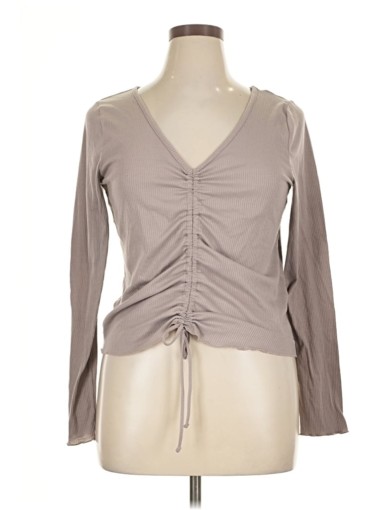 Pre-owned Adore Me Long Sleeve Blouse In Gray