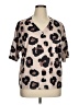Emery Rose Animal Print Brown Short Sleeve Blouse Size 0X - photo 1