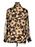 Jaeger 100% Polyester Animal Print Brown Long Sleeve Blouse Size 34 waist - photo 2