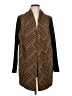 LOGO by Lori Goldstein Chevron-herringbone Brown Coat Size L - photo 1