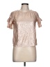 Love, Fire Metallic Silver Short Sleeve Blouse Size L - photo 1