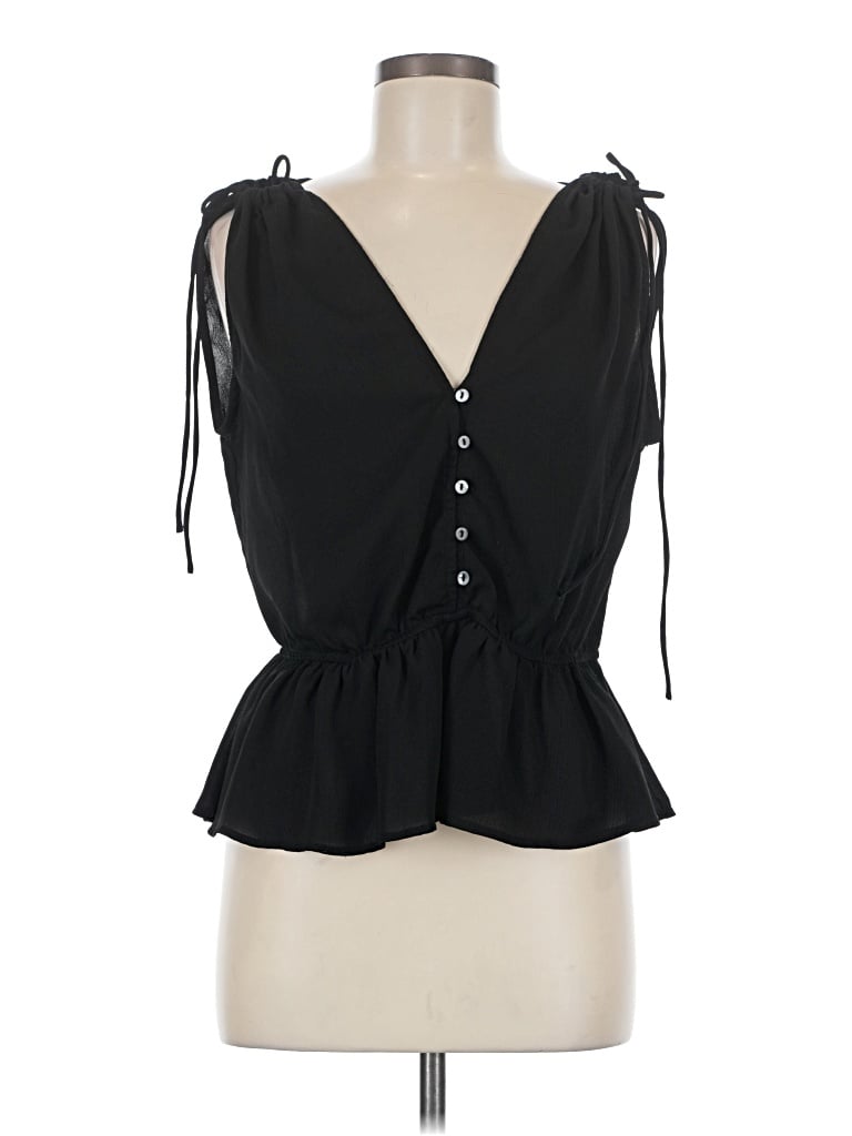 Pre-owned She + Sky Sleeveless Blouse In Black