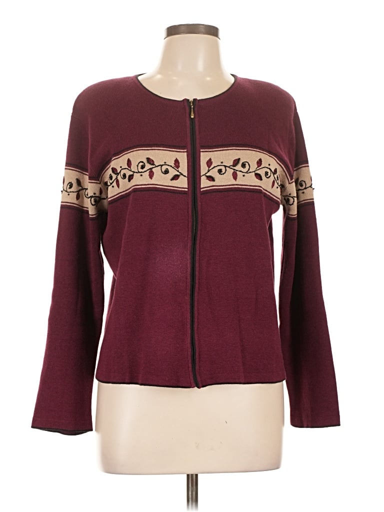 Pre-owned Christopher & Banks Cardigan Sweater In Burgundy