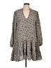 Entro 100% Polyester Print Gray Casual Dress Size L - photo 1