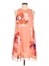 Calvin Klein 100% Polyester Floral Orange Casual Dress Size 6 - photo 1