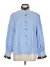 Unbranded 100% Polyester Houndstooth Blue Long Sleeve Blouse Size S - photo 1