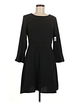 chinese dress ladies Old Navy Black Floral Pleated Split V-Neck Long Sleeve Mini Shirt Dres   Brie