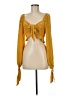 Stone Cold Fox 100% Silk Yellow Long Sleeve Silk Top Size Med (2) - photo 1
