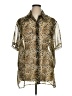 Notations 100% Polyester Animal Print Gold Short Sleeve Blouse Size 1X - photo 1