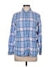 Unbranded 100% Rayon Plaid Blue Long Sleeve Button-Down Shirt Size L (tall) - photo 1