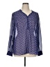 a.n.a. A New Approach 100% Polyester Print Blue Long Sleeve Blouse Size 1X - photo 1