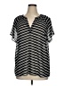 a.n.a. A New Approach 100% Polyester Stripes Gray Short Sleeve Blouse Size 1X - photo 1