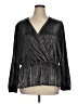On 34th 100% Polyester Metallic Silver Long Sleeve Blouse Size 1X - photo 1