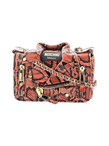 Moschino Leather Snake-Print Biker Bag (view 1)