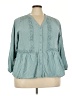Lane Bryant Teal 3/4 Sleeve Blouse Size 24 - photo 1