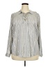 Westport Stripes Silver Long Sleeve Blouse Size 2X - photo 1