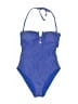 Becca Chevron-herringbone Blue One Piece Swimsuit Size L - photo 1