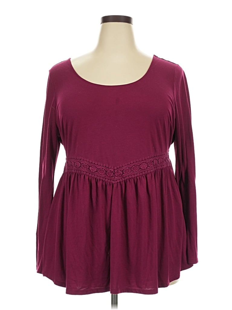 Pre-owned Red Camel Long Sleeve Blouse In Burgundy