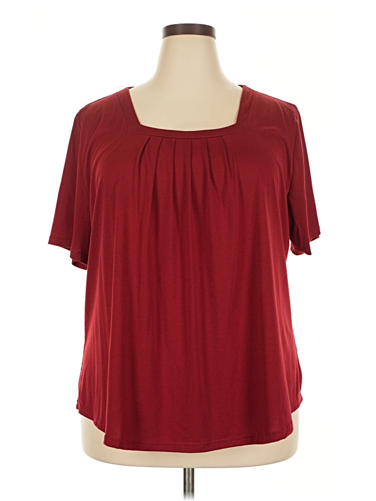 Pre-owned Unbranded Short Sleeve Blouse In Burgundy