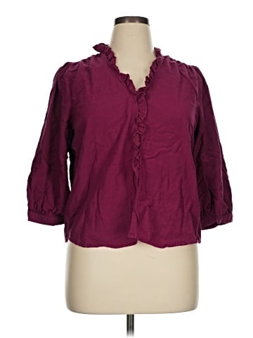 LC Lauren Conrad 3/4 Sleeve Button-Down Shirt (view 1)