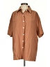 Shein 100% Cotton Brown Short Sleeve Button-Down Shirt Size 4 - photo 1