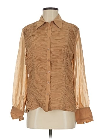 Max Studio Long Sleeve Silk Top (view 1)