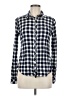 Roxy 100% Viscose Checkered-gingham Blue Long Sleeve Button-Down Shirt Size M - photo 1
