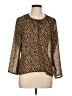 Notations 100% Polyester Animal Print Brown Long Sleeve Blouse Size L - photo 1
