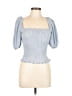 Reformation Blue Short Sleeve Blouse Size L - photo 1