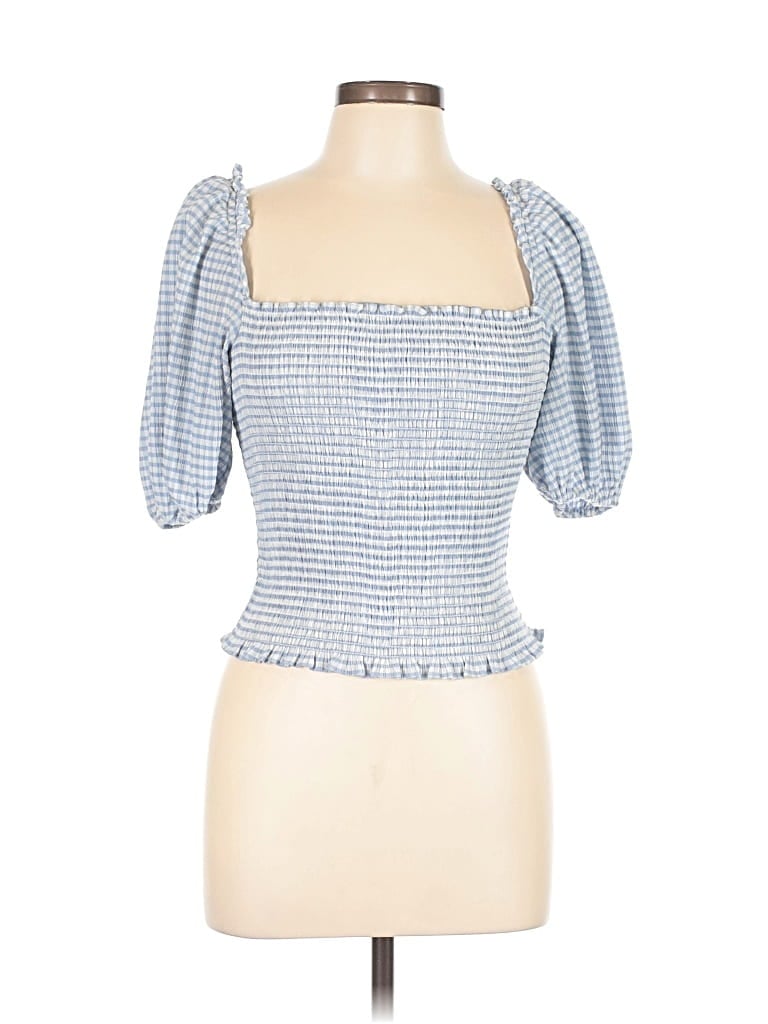 Pre-owned Reformation Short Sleeve Blouse In Blue