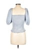 Reformation Blue Short Sleeve Blouse Size L - photo 2
