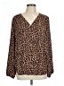 Pleione 100% Polyester Animal Print Brown Long Sleeve Blouse Size XL - photo 1