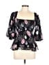 Nicholas 100% Silk Black 3/4 Sleeve Silk Top Size 10 - photo 1
