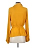 Calligraphie 100% Polyester Yellow Long Sleeve Blouse Size S - photo 2
