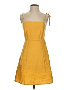 knee length dresses for ladies Yellow Linen Shift Dress