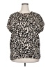 Halogen 100% Polyester Animal Print Ivory Short Sleeve Blouse Size 2X - photo 1