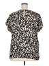 Halogen 100% Polyester Animal Print Ivory Short Sleeve Blouse Size 2X - photo 2