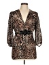 Tapemeasure 100% Polyester Animal Print Brown Long Sleeve Blouse Size L - photo 1